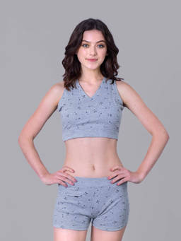 Keepfit - Women Grey Cotton Top with Bottom
