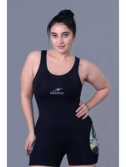 Keepfit - Women Black Polyester Swimsuit