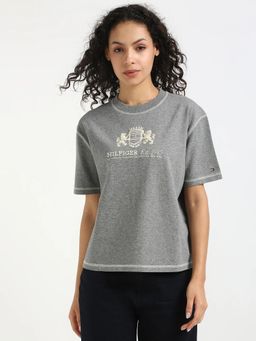 Tommy Hilfiger - Embroidered Logo Relaxed Fit Cotton T-shirt - Grey