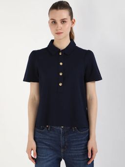 Tommy Hilfiger - Solid Slim Fit Cotton Polo T-shirt - Navy Blue