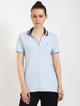 Tommy Hilfiger - Solid Regular Fit Cotton Polo T-shirt - Blue