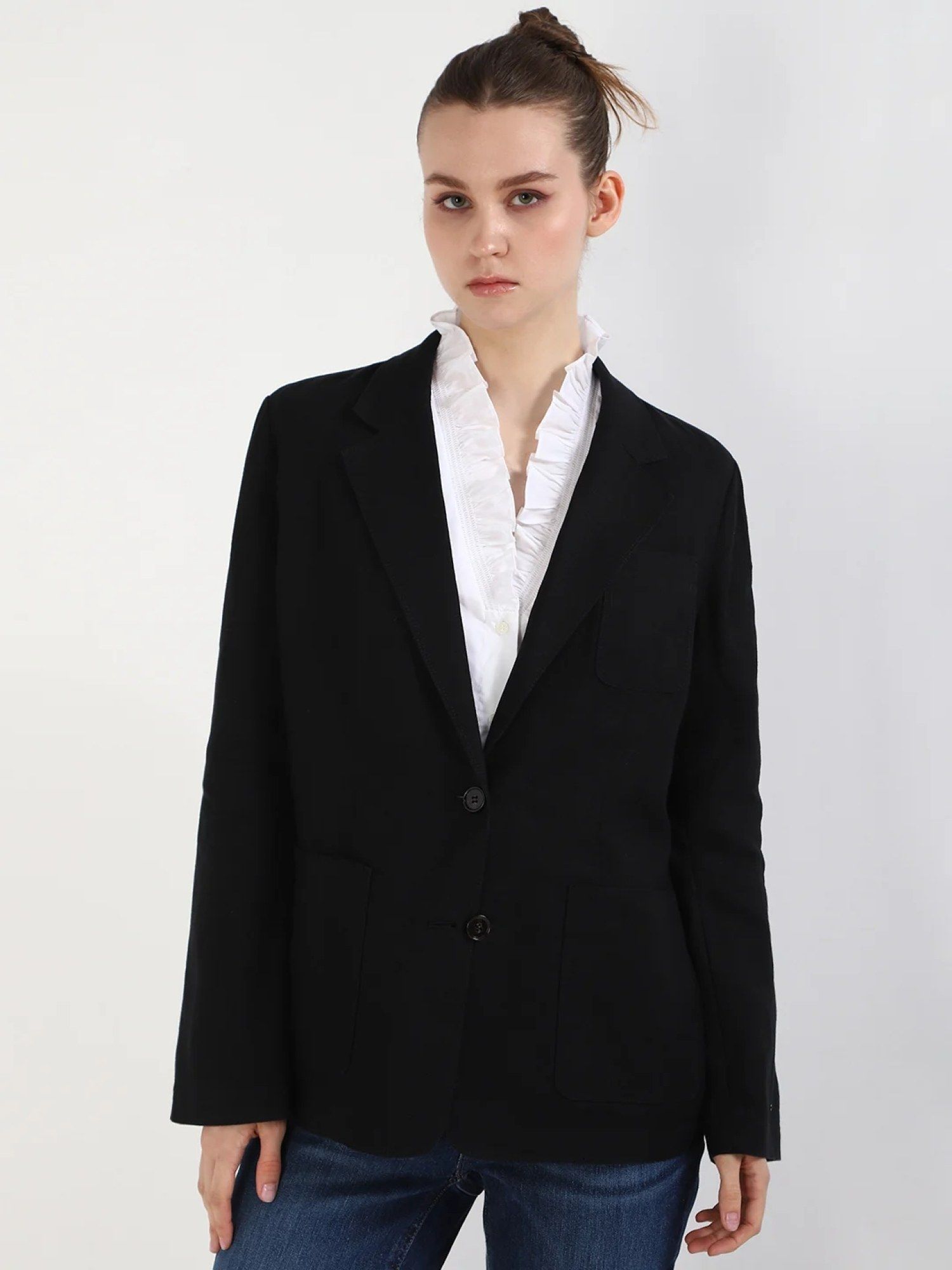 tommy hilfiger Solid Slim Fit Linen Blazer - Black-picture-11