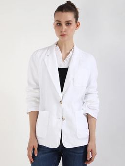 Tommy Hilfiger - Solid Slim Fit Linen Blazer - White