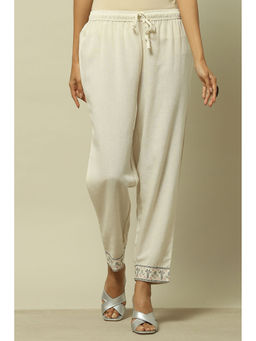 Rangriti - Off White Viscose Straight Pant
