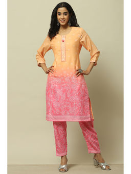 Rangriti - Orange Polyester Straight Kurta with Pant (Set of 2)