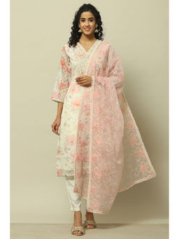 Rangriti - Pink Polyester Straight Kurta with Pant and Dupatta (Set of 3)