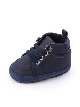 KIDLINGSS - Solid Color Lace Design High Top Booties - Navy