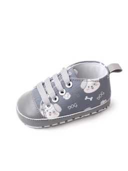 KIDLINGSS - Dog Printed Lace Design Booties - Grey