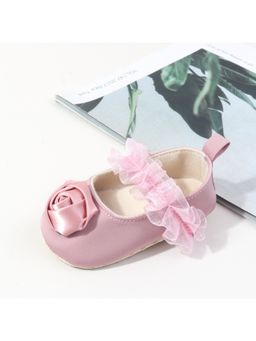 KIDLINGSS - Rose Applique Velcro Closure Booties - Pink