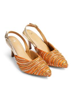 Shilpsutra - Amber Ripple Peep Toe Orange Heels