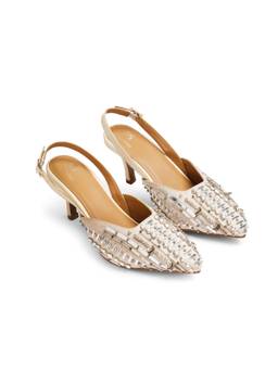 Shilpsutra - Crystal Mirror Peep Toe Silver Heels