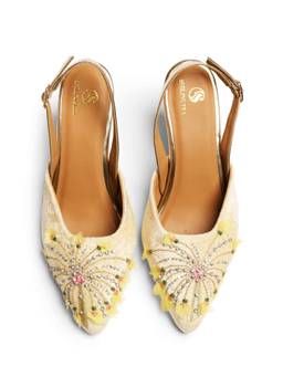 Shilpsutra - Floral Burst Peep Toe Cream Heels