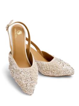 Shilpsutra - Ivory Frost Peep Toe White Heels