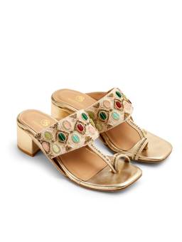 Shilpsutra - The Imperial Jewel Gold Kolhapuri Heels