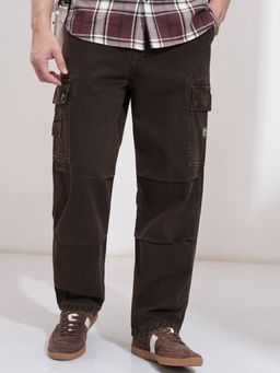 HIGHLANDER - Men's Coffee Brown Straight Fit Cargo