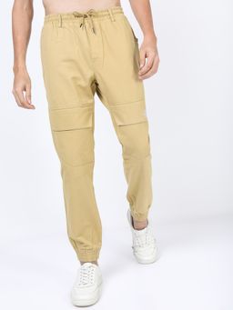 HIGHLANDER - Men's Beige Mid Rise Regular Fit Joggers
