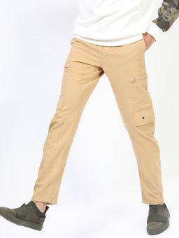 HIGHLANDER - Men's Beige Easy Wash Cargo Trousers