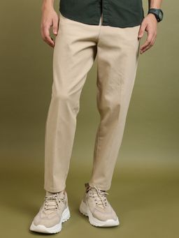 HIGHLANDER - Men's Beige Mid-Rise Trousers