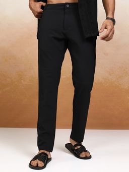 HIGHLANDER - Men's Black Textured Slim Fit Trouser