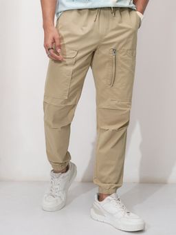 HIGHLANDER - Men's Beige Straight Fit Joggers