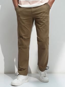 HIGHLANDER - Men's Brown Straight Fit Trousers