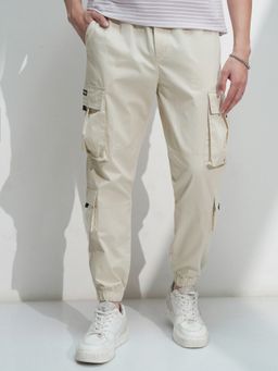 HIGHLANDER - Men's White Relaxed Fit Mid-Rise Joggers