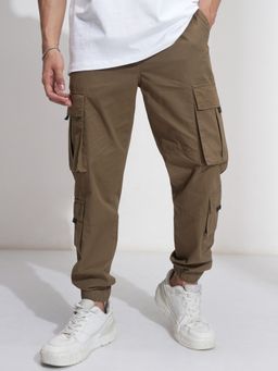 HIGHLANDER - Men's Brown Relaxed Fit Mid-Rise Joggers