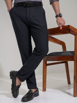 HIGHLANDER - Men's Navy Blue Slim Fit Trousers
