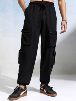 HIGHLANDER - Men's Black Relaxed Fit Cargo Knitted Joggers