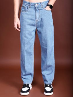 HIGHLANDER - Men's Light Blue Cotton Mid-Rise Relaxed Fit Jeans