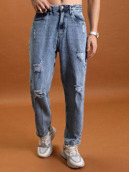 HIGHLANDER - Men's Relaxed Fit Highly Distressed Light Fade Jeans