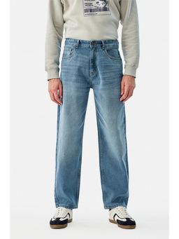 Snitch - Blue Washed Baggy Casual Jeans for Men