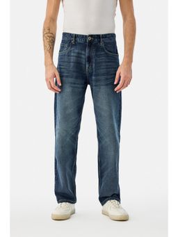 Snitch - Dark Blue Washed Baggy Casual Jeans for Men