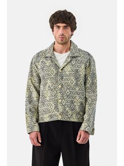 Snitch - Light Yellow Geometric Full Sleeves Regular Casual Jacket for Men