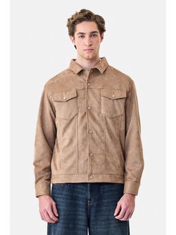 Snitch - Tan Solid Full Sleeves Relaxed Casual Jacket for Men