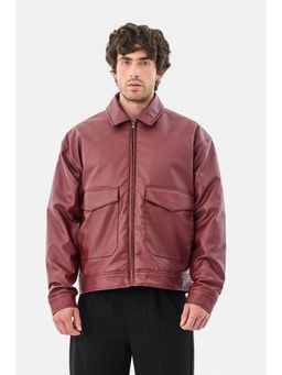 Snitch - Maroon Solid Full Sleeves Relaxed Casual Jacket for Men