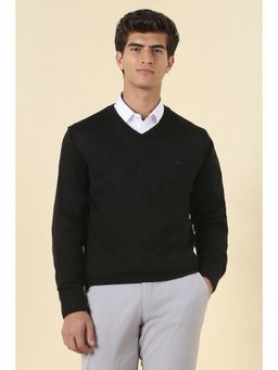 Allen Solly - Men Black Solid V Neck Full Sleeves Sweater