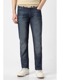 Peter England - Men Navy Blue Light Wash Jeans