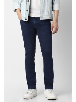 Peter England - Men Navy Blue Light Wash Jeans