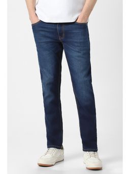 Peter England - Men Navy Blue Mid Wash Jeans