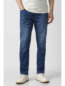 Peter England - Men Blue Mid Wash Jeans