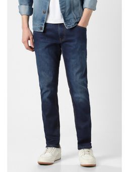 Peter England - Men Navy Blue Light Wash Jeans