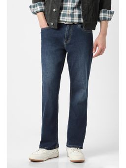 Peter England - Men Navy Blue Light Wash Jeans