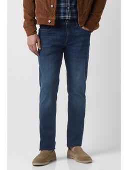 Peter England - Men Navy Blue Mid Wash Jeans