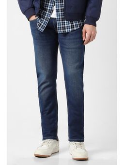 Peter England - Men Navy Blue Mid Wash Jeans