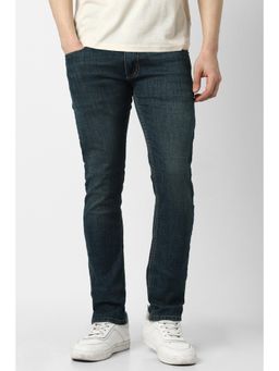 Peter England - Men Navy Blue Light Wash Jeans