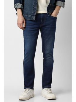 Peter England - Men Navy Blue Light Wash Jeans