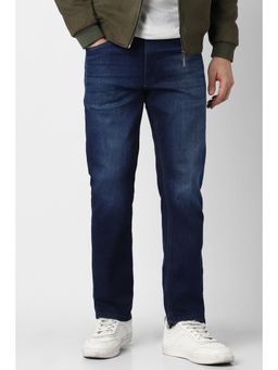 Peter England - Men Navy Blue Light Wash Jeans