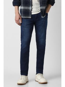 Peter England - Men Navy Blue Light Wash Jeans