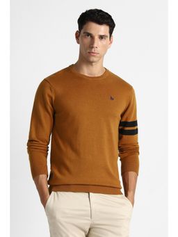 Van Heusen - Men Brown Textured Crew Neck Sweater